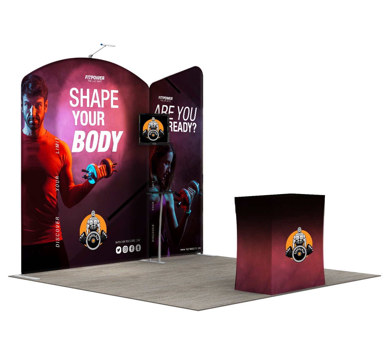 3m Exhibition Stand - Modular Display Stand with Counter & Branding Panels