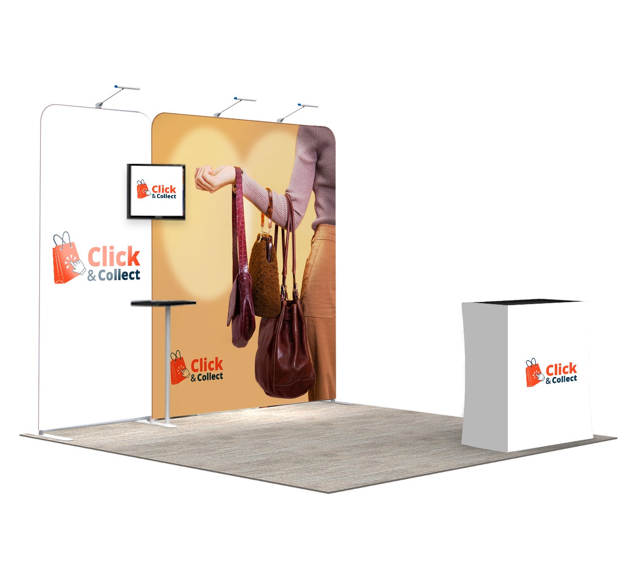 3m Exhibition Stand - Portable Display Stand with Counter & LED Lights