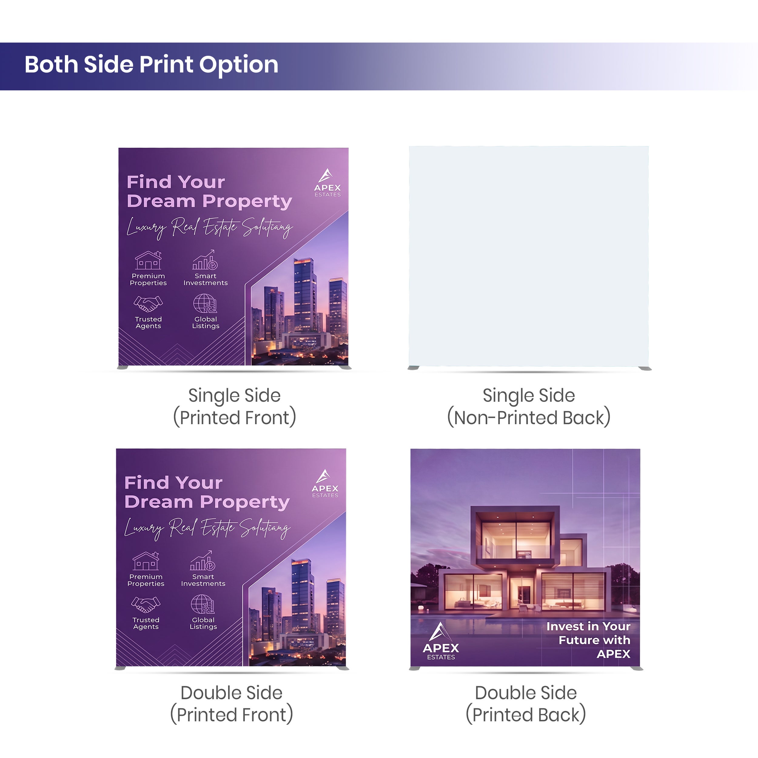 10ft Backlit Trade Show Display - LED Backwall Display with Counter & Side Panels