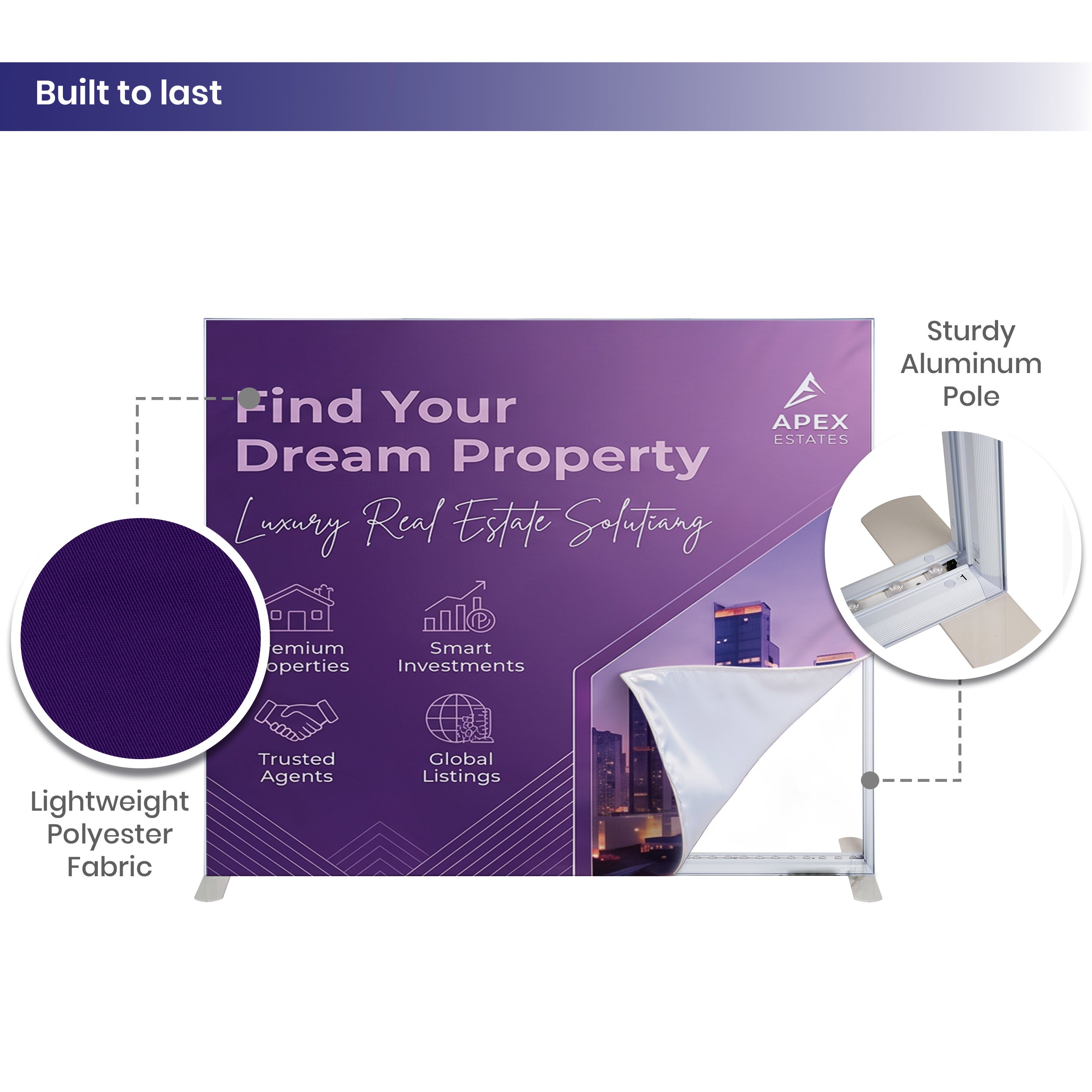 10ft Backlit Trade Show Display - LED Backwall Display with Counter & Side Panels