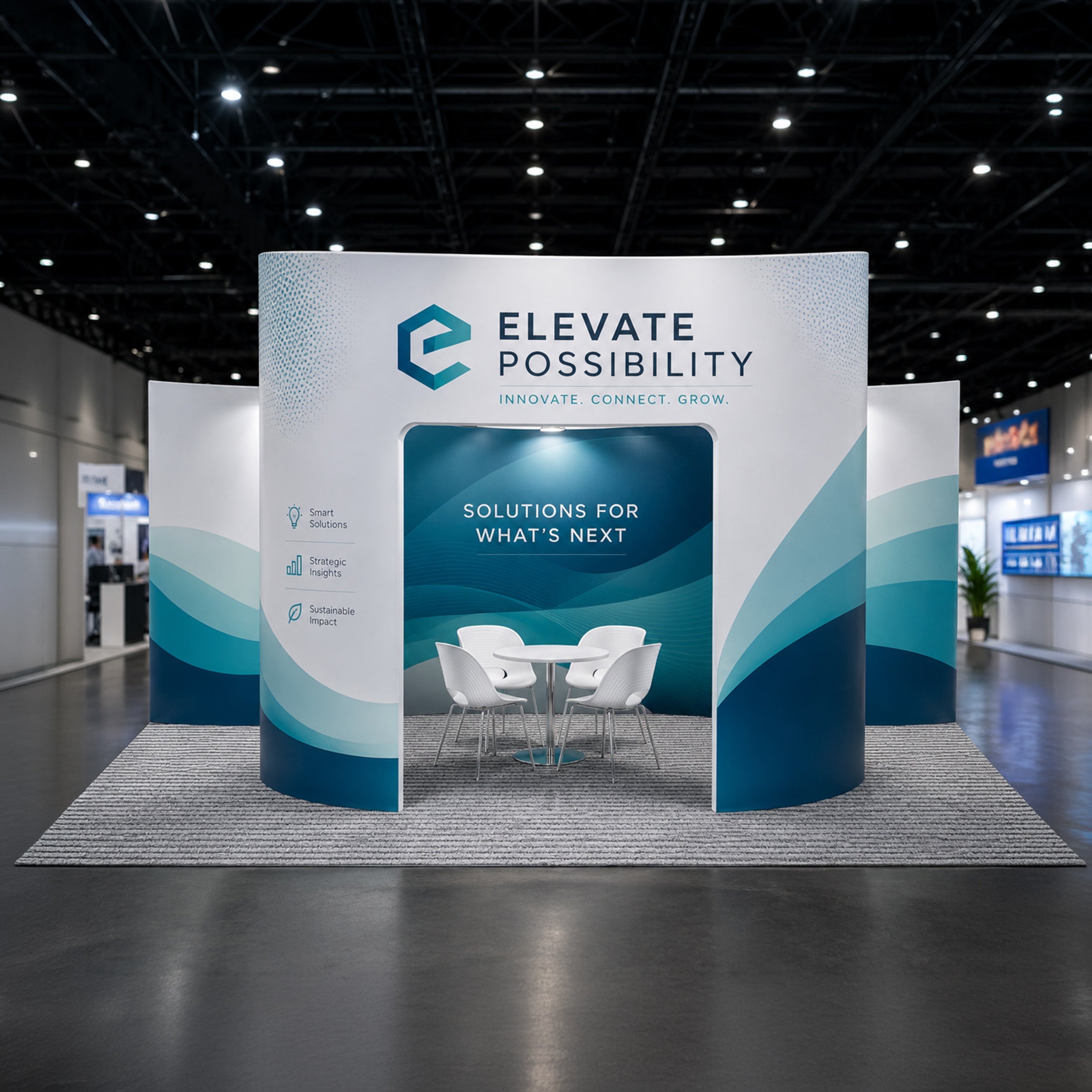 20 ft Open Front Exhibit Booth Lifestyle 1