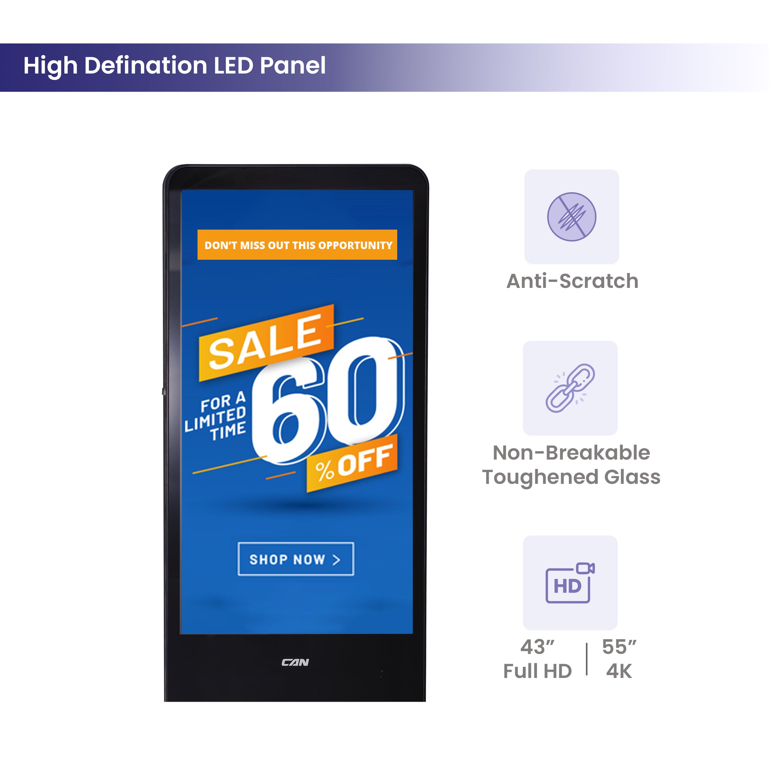 Portable LED Digital Display Signage with Wheels 