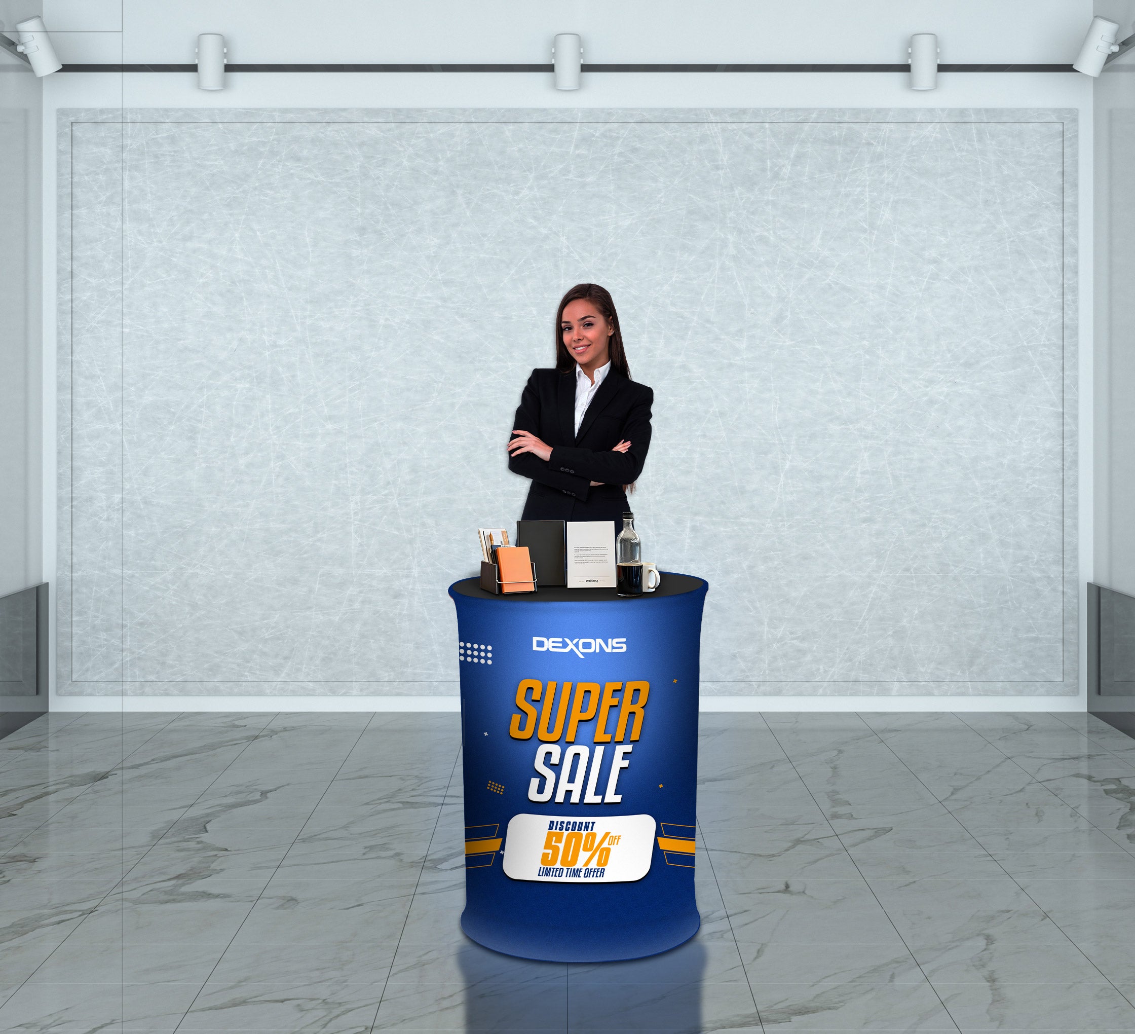 Spring Up Display Counter with Led Lights