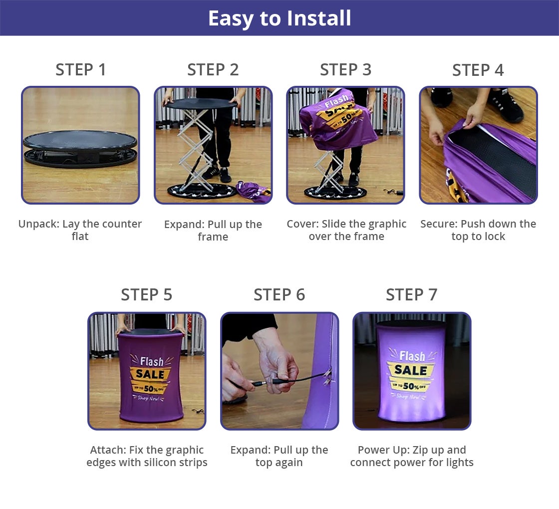 Spring Up Display Counter with Led Lights