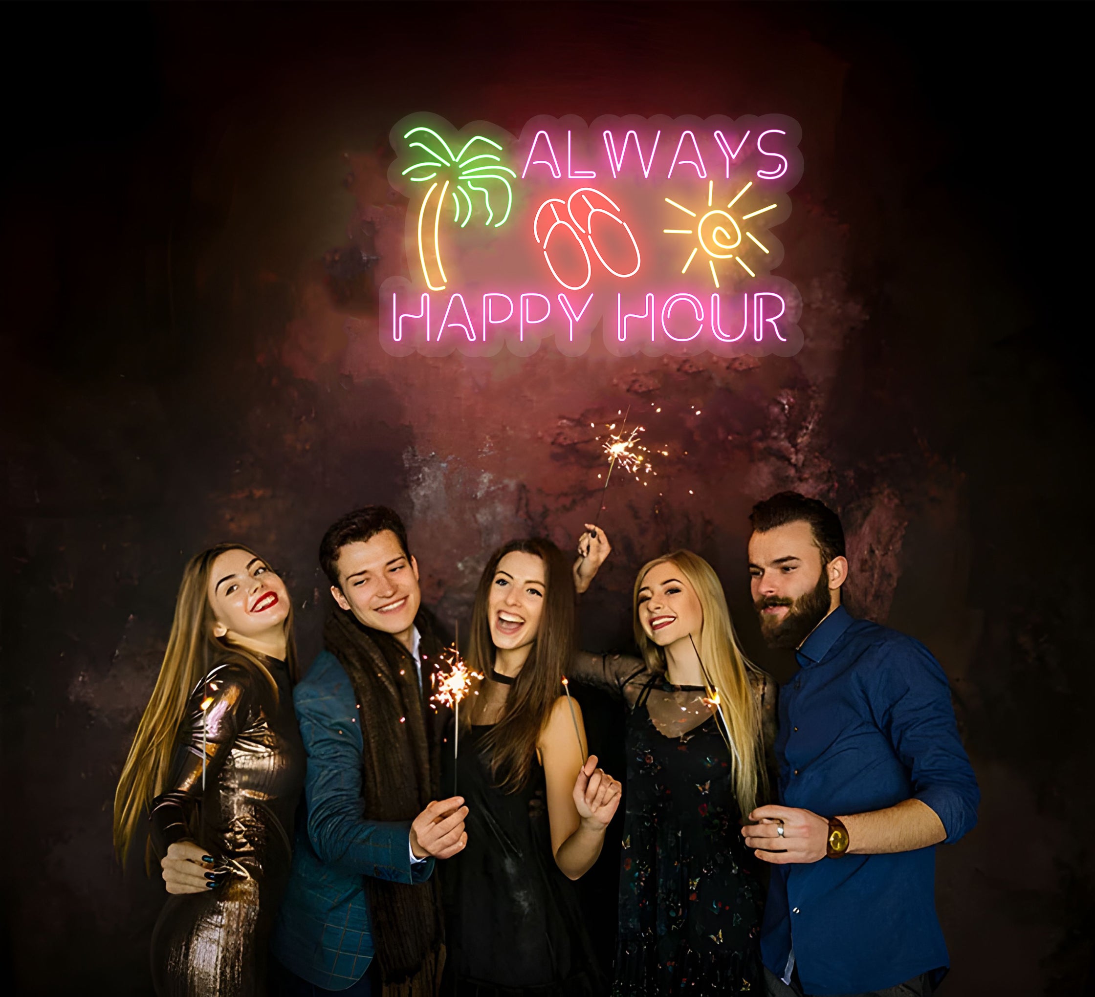 Always Happy Hour Neon Sign Online| Fast Delivery - Bannerbuzz.com