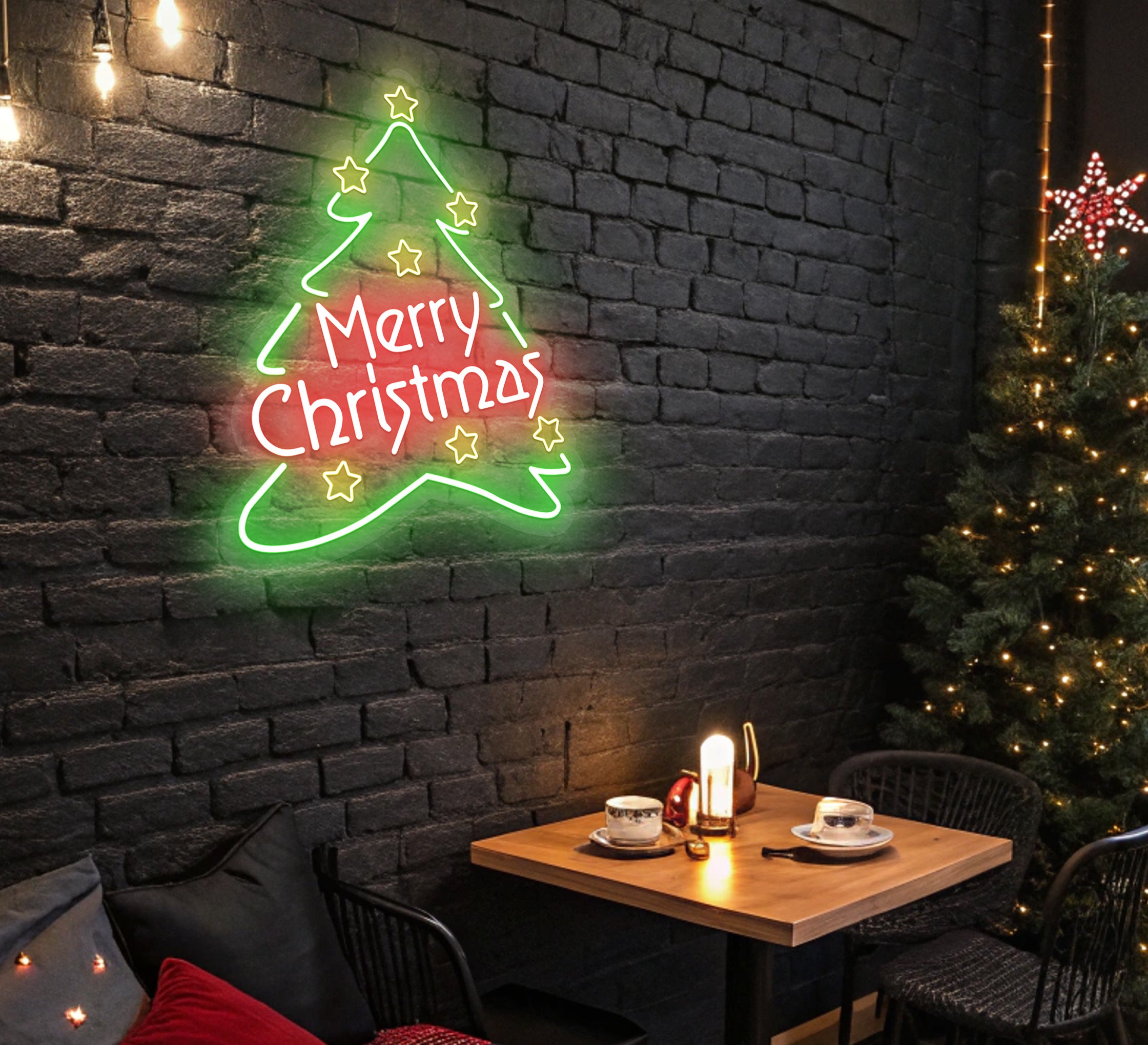 Merry Christmas Tree Neon Sign