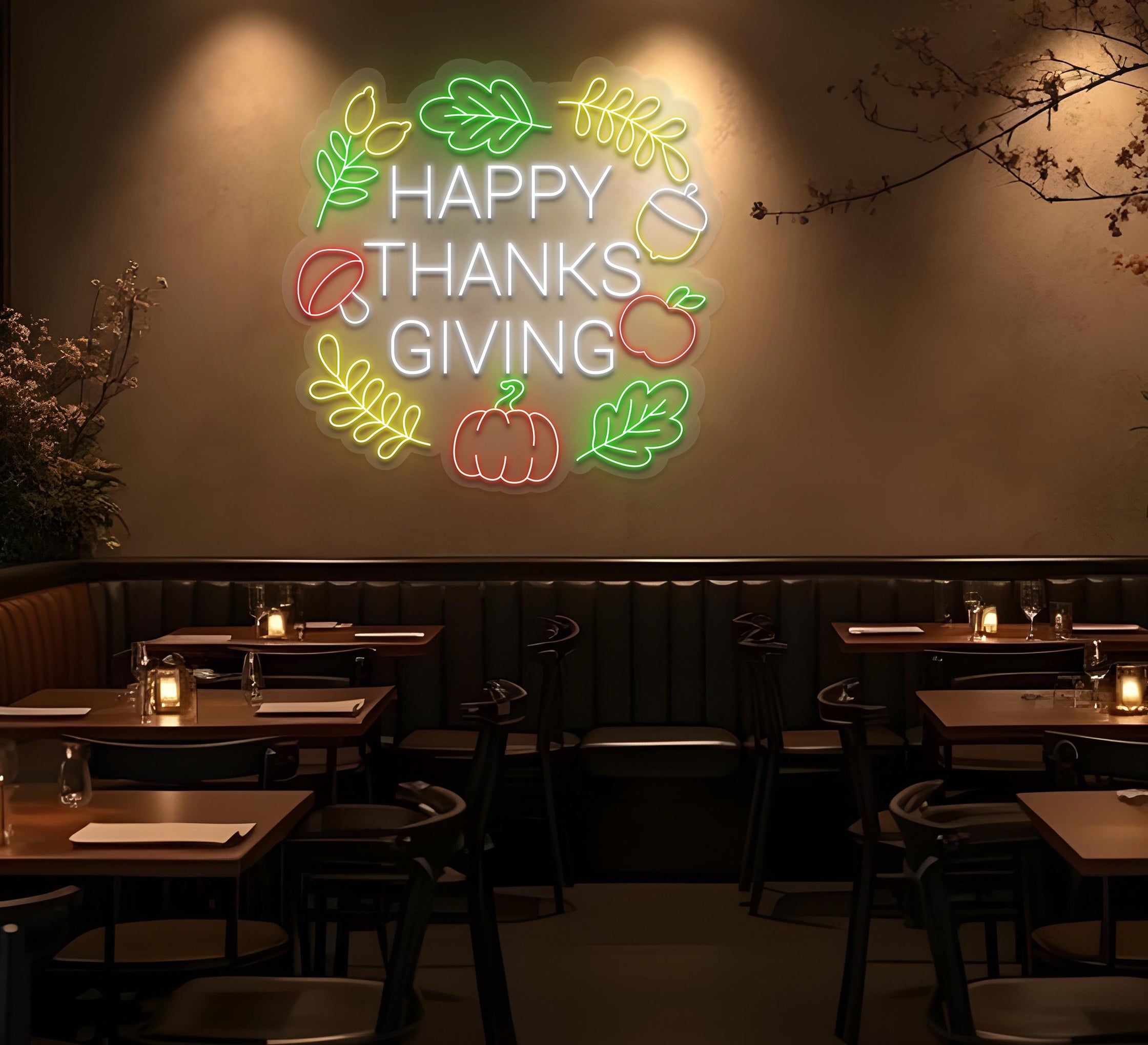 Happy Thanksgiving LED Neon Sign Online| Fast Delivery