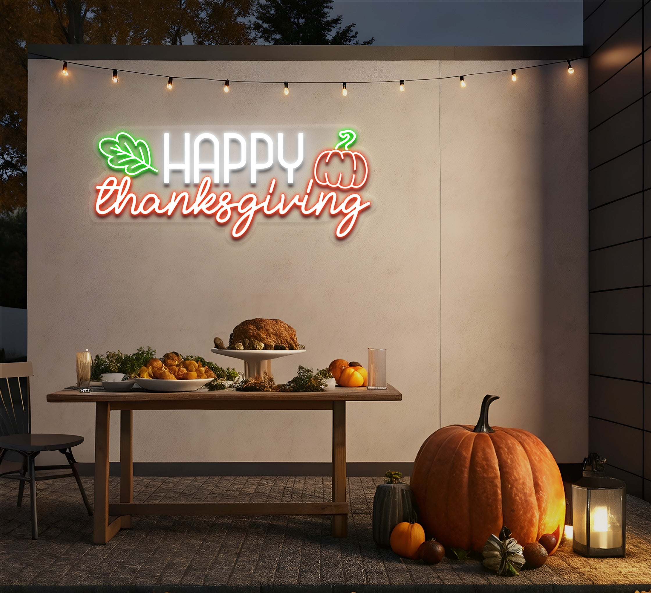 Happy Thanksgiving Pumpkin Wall Decor Neon Sign