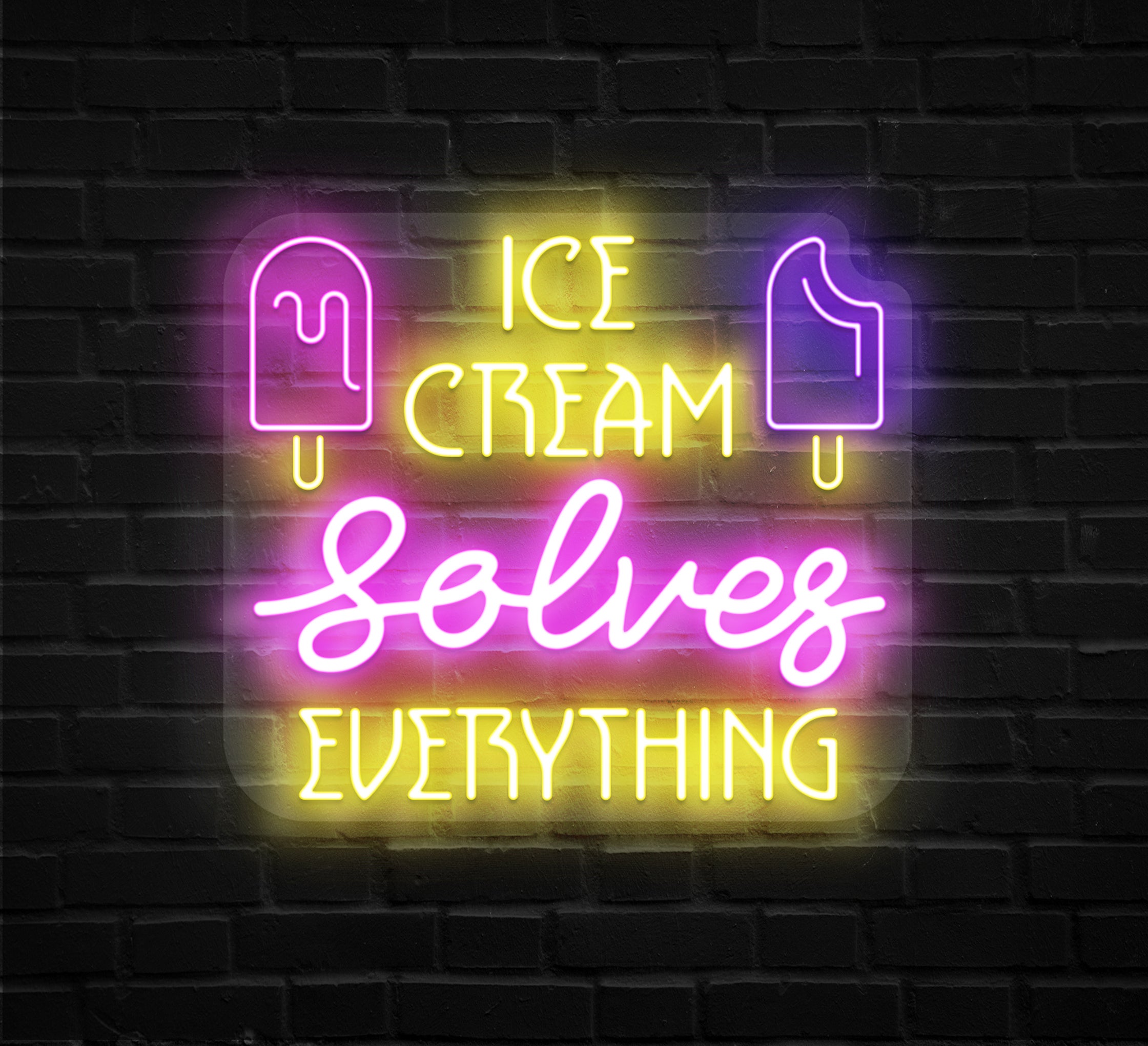 Ice Cream Solves Everything Neon Sign