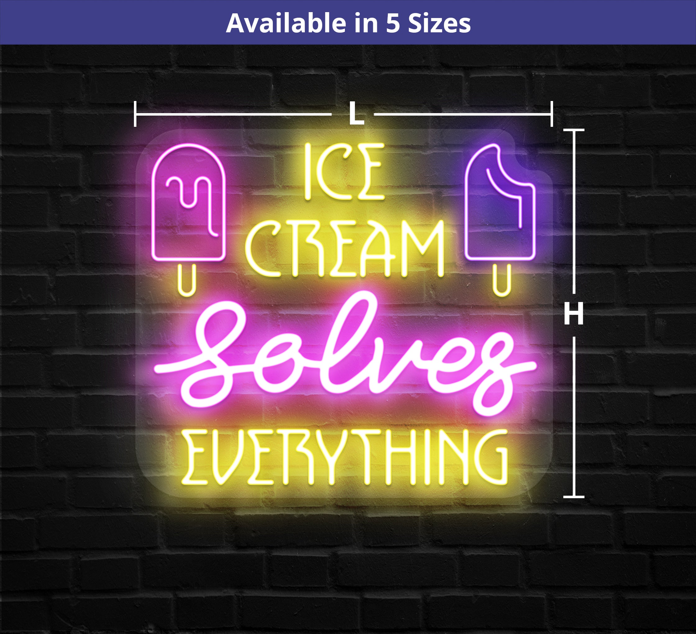 Ice Cream Solves Everything Neon Sign