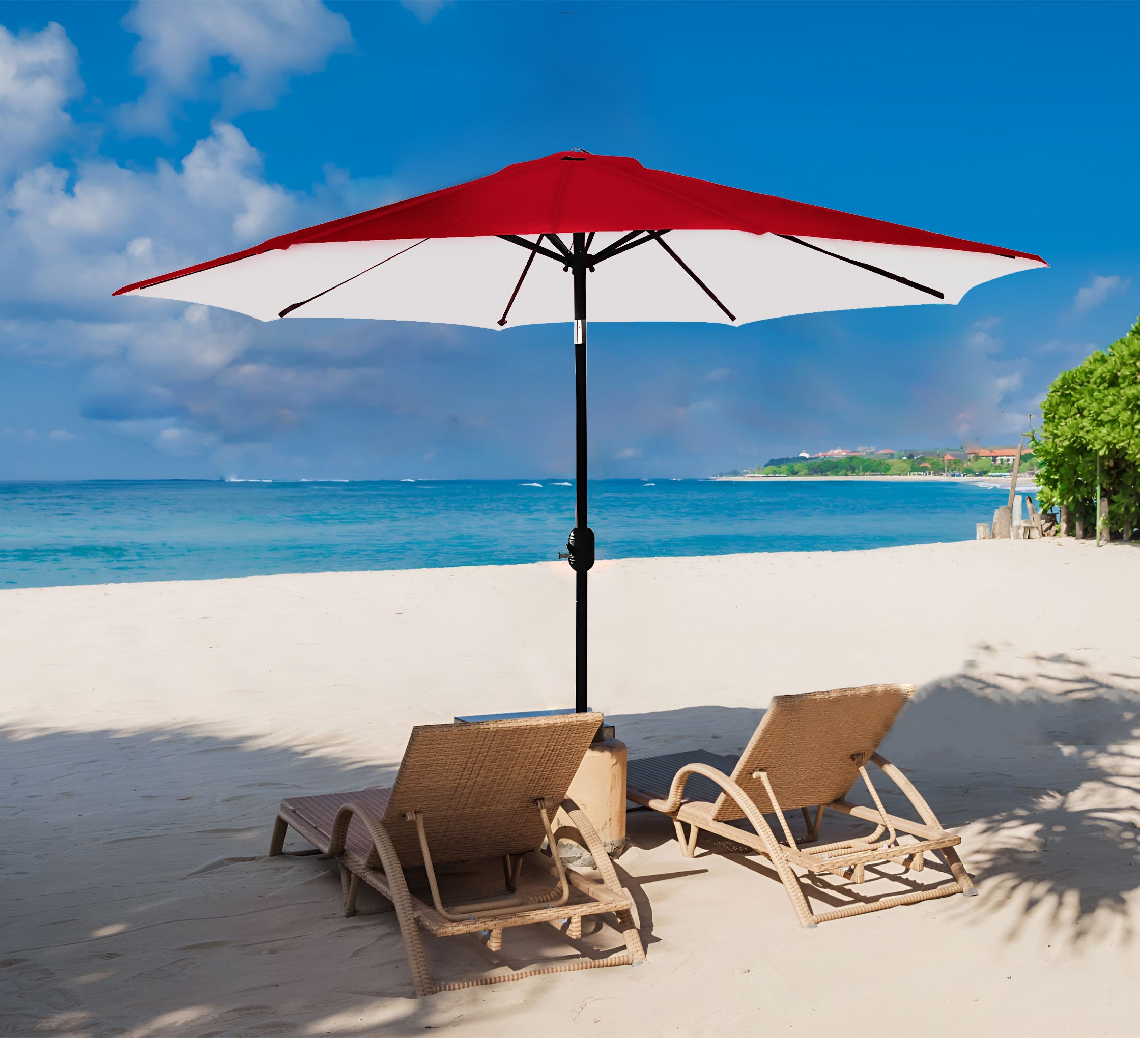 9 x 7 patio umbrella Halifax North America Brown Deck Shade: 9'x7' Patio Umbrella with Solar LEDs and Tilt