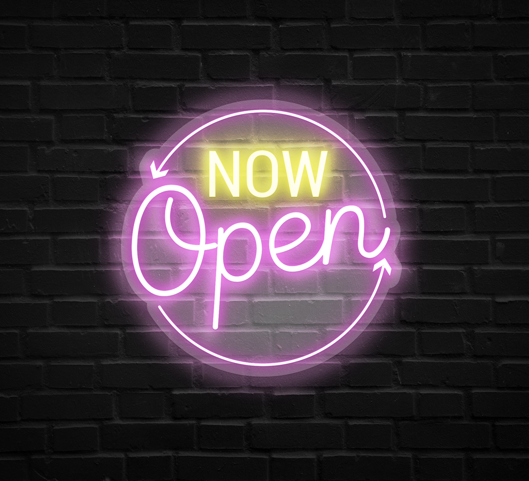 Now Open Round Neon Sign