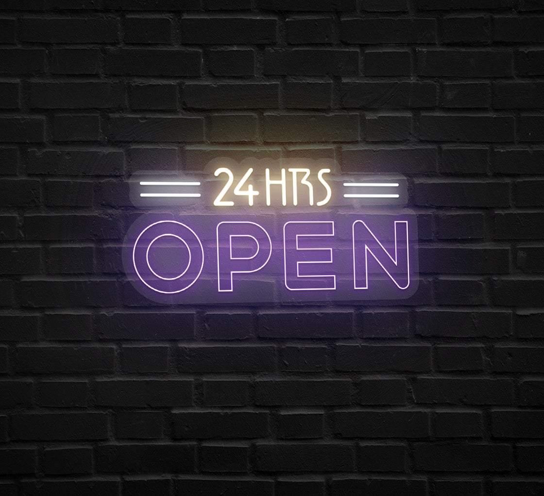 Open 24 Hours Neon Sign