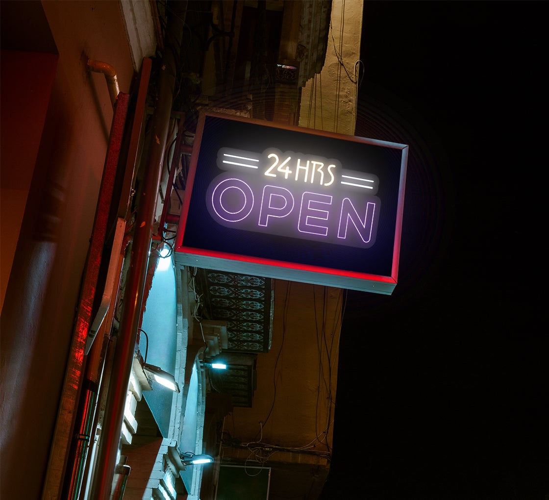 Open 24 Hours Neon Sign Online | Open 24 Hours Neon Sign