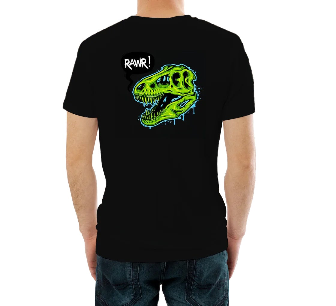 Men's Black Printed T-Shirt - Crew Neck