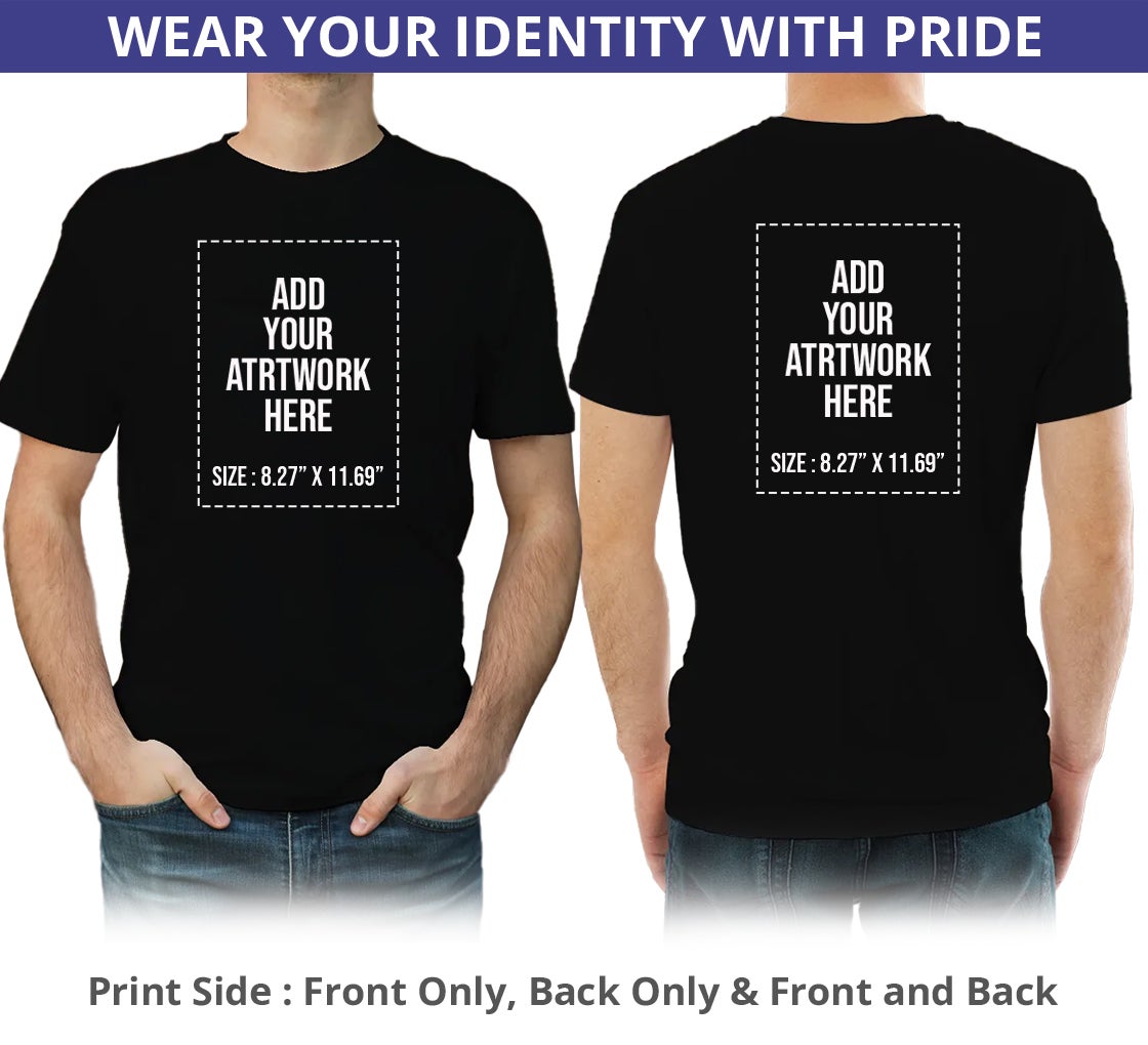 Men's Black Printed T-Shirt - Crew Neck