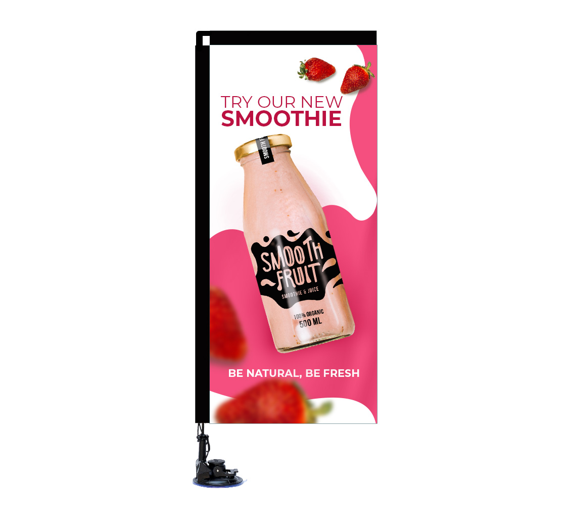 Smoothies 15' Advertising Rectangle Feather Banner Flag w/ pole+spike 