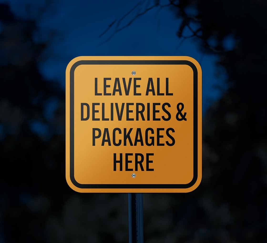 Leave All Deliveries & Packages Here Aluminum Sign (Reflective)