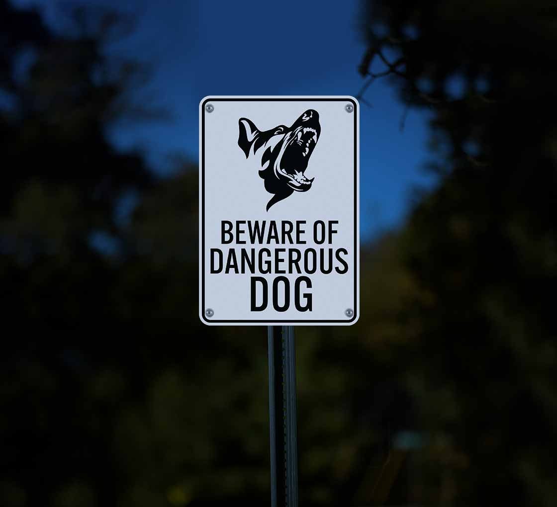 Beware of Dangerous Dog Aluminum Sign (Reflective)