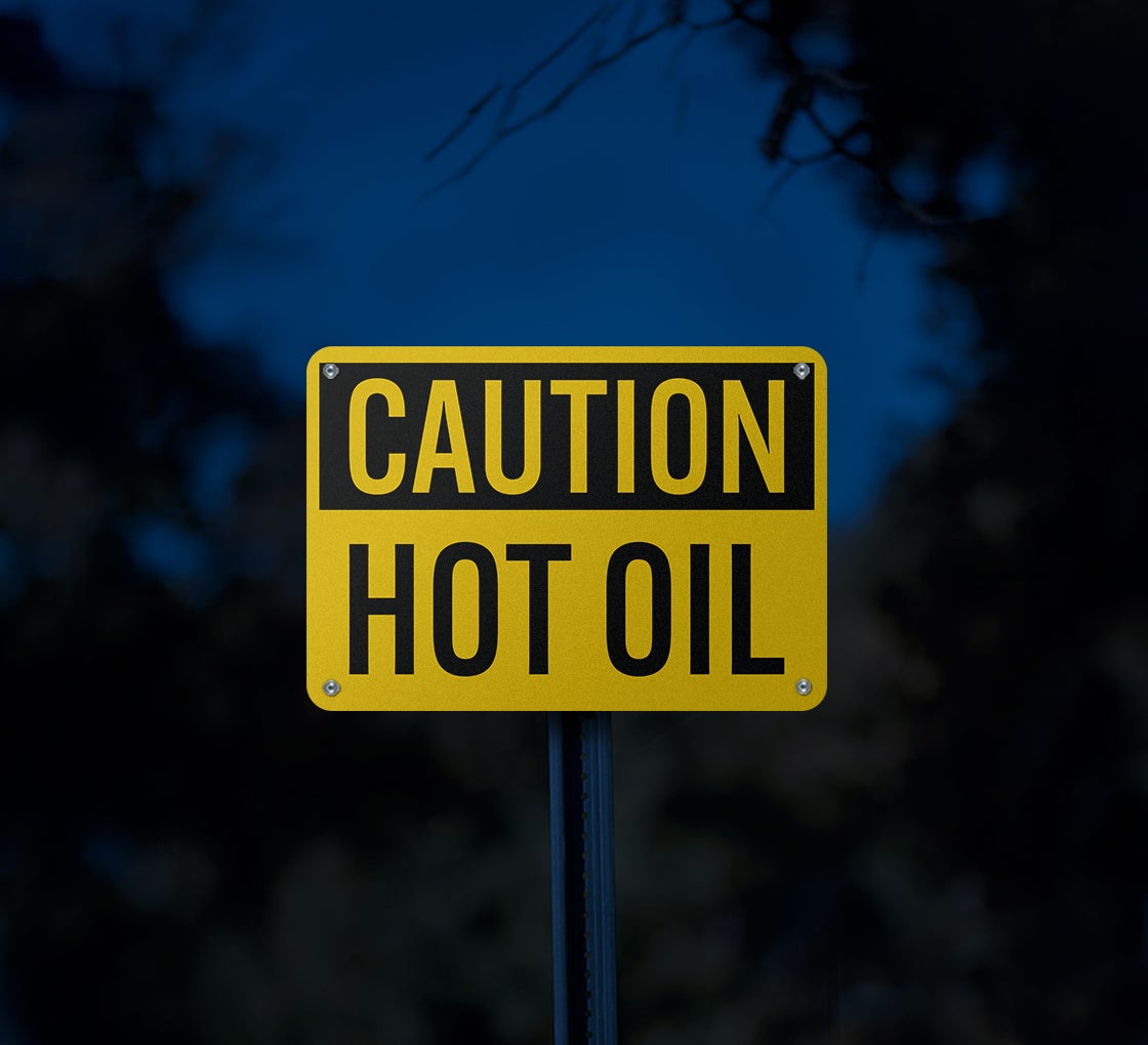 OSHA Caution Hot Oil Aluminum Sign (Reflective)