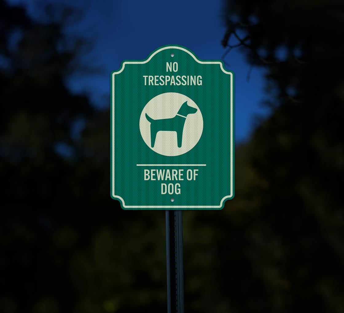 No Trespassing Beware Of Dog Aluminum Sign (EGR Reflective)