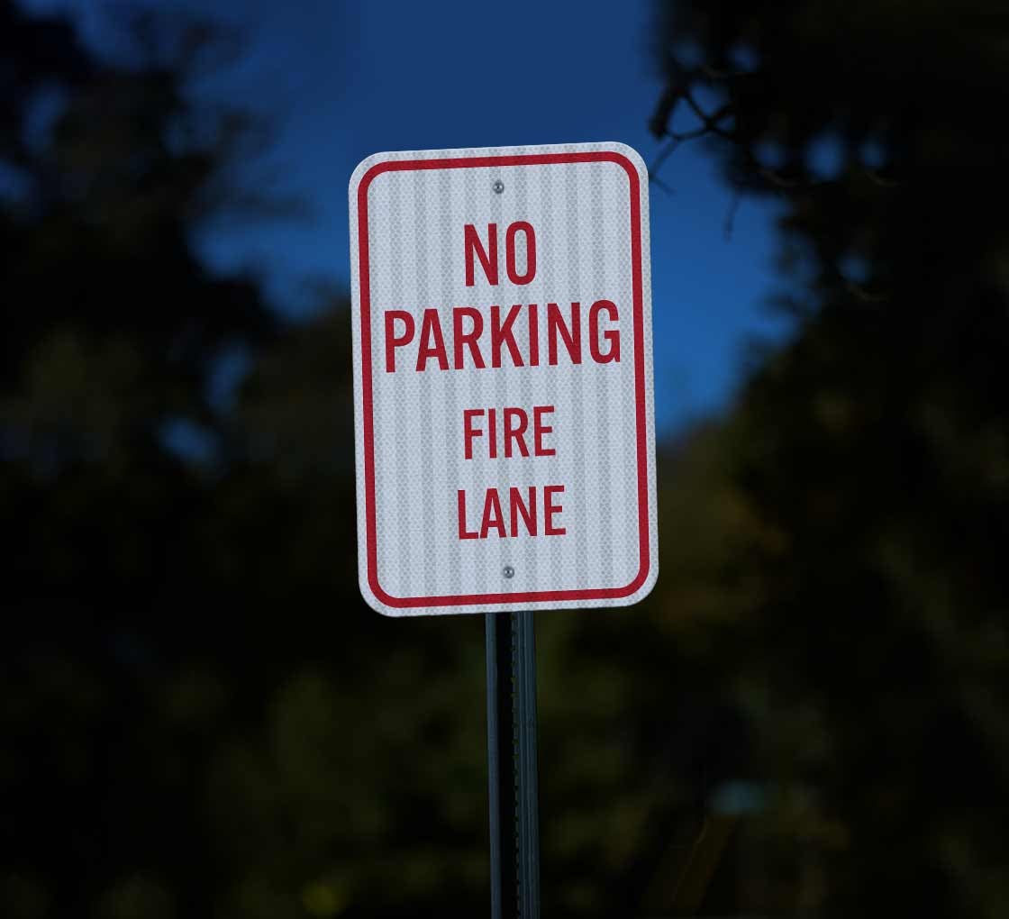 No Parking Fire Lane Aluminum Sign (HIP Reflective)