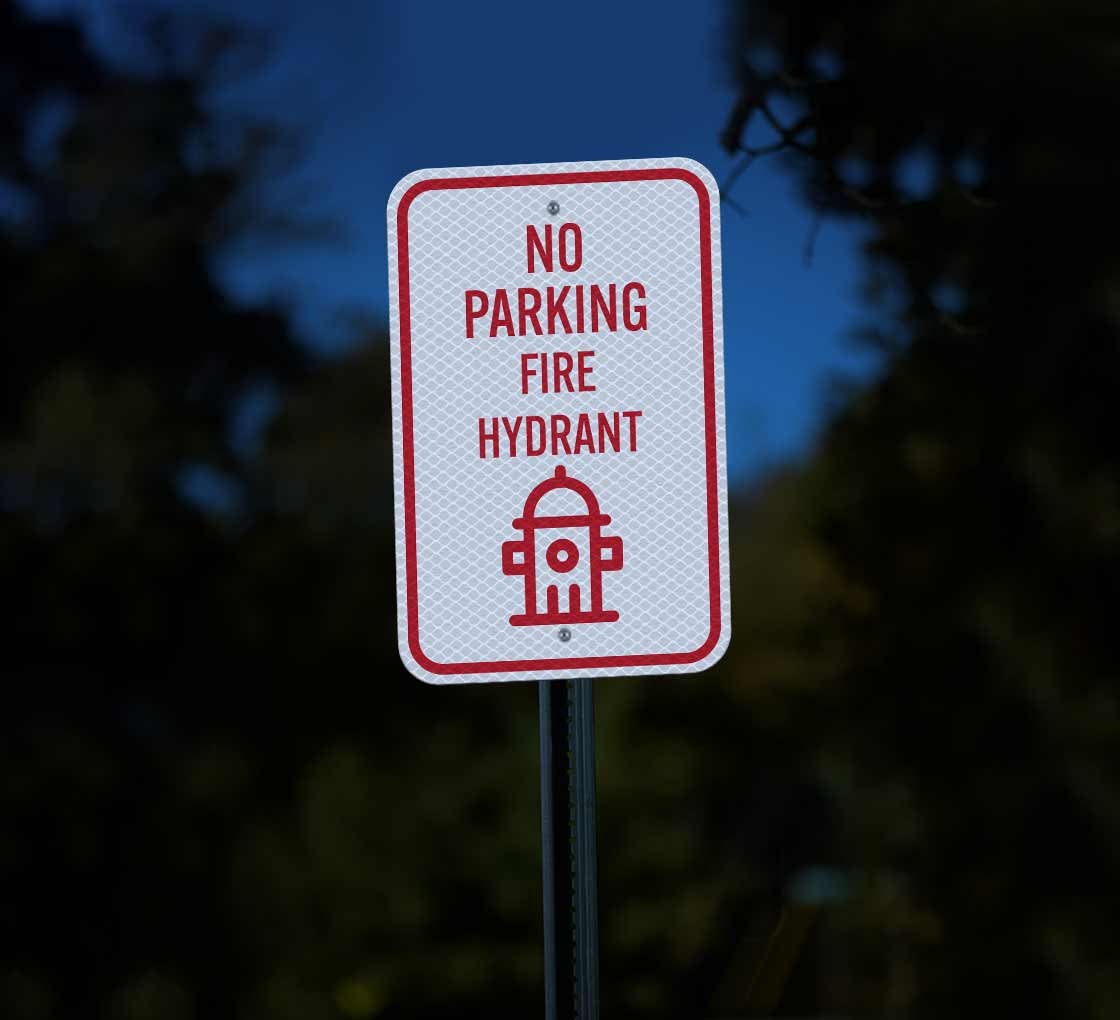 Shop for No Parking Fire Hydrant Aluminum Sign (Diamond Reflective 