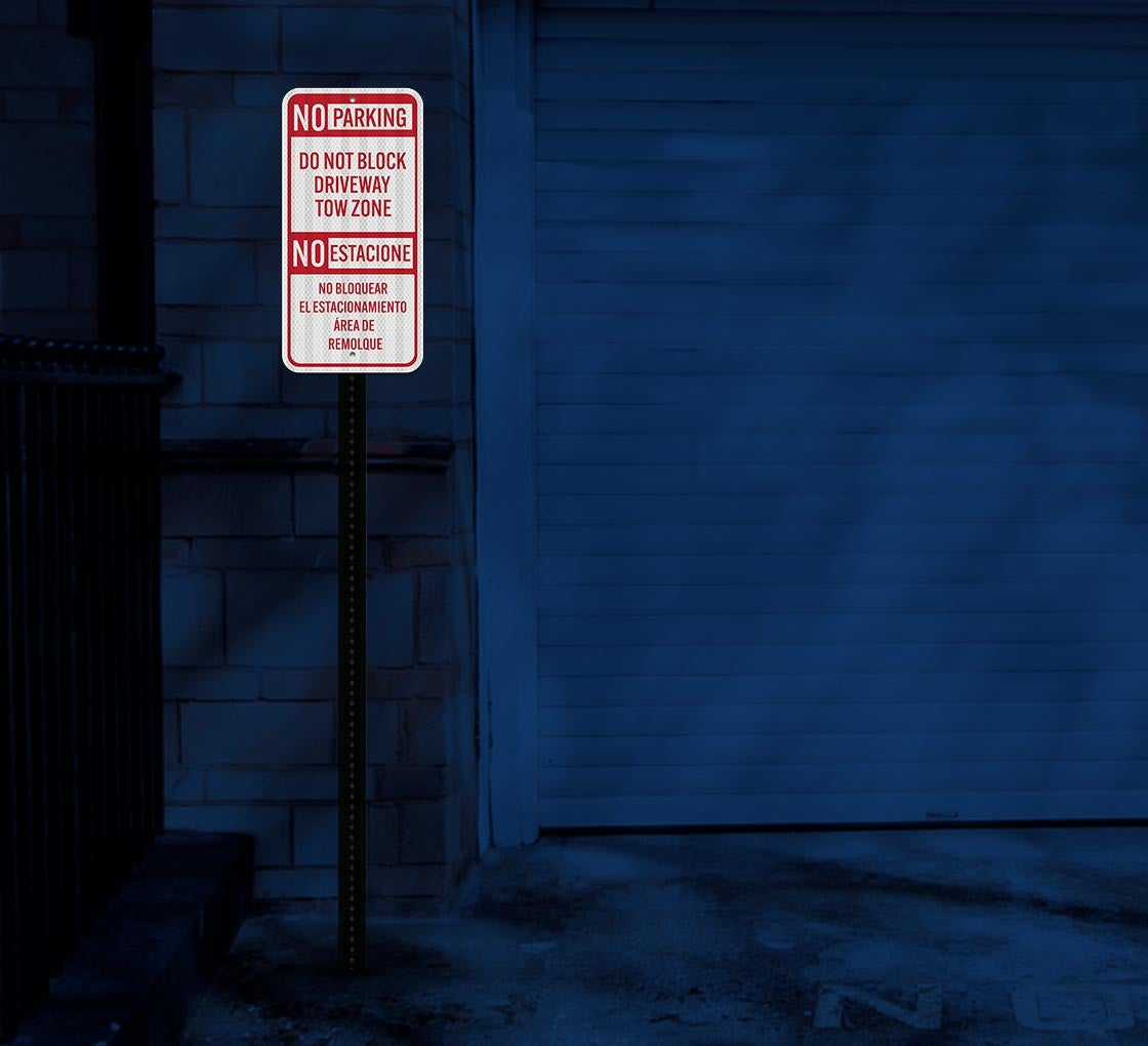 Bilingual No Parking Aluminum Sign (EGR Reflective)