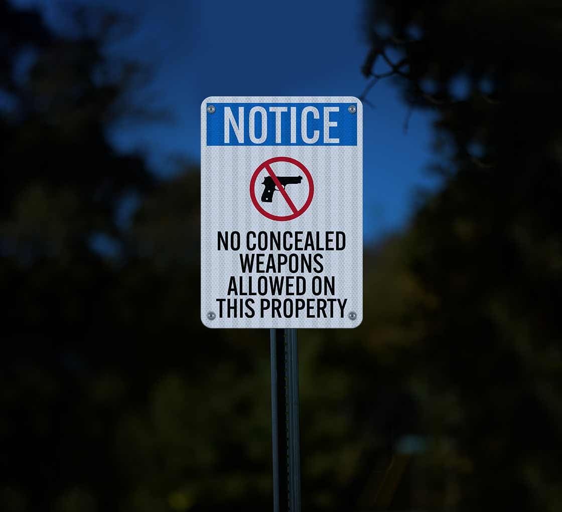 No Concealed Weapons Allowed Aluminum Sign (EGR Reflective)