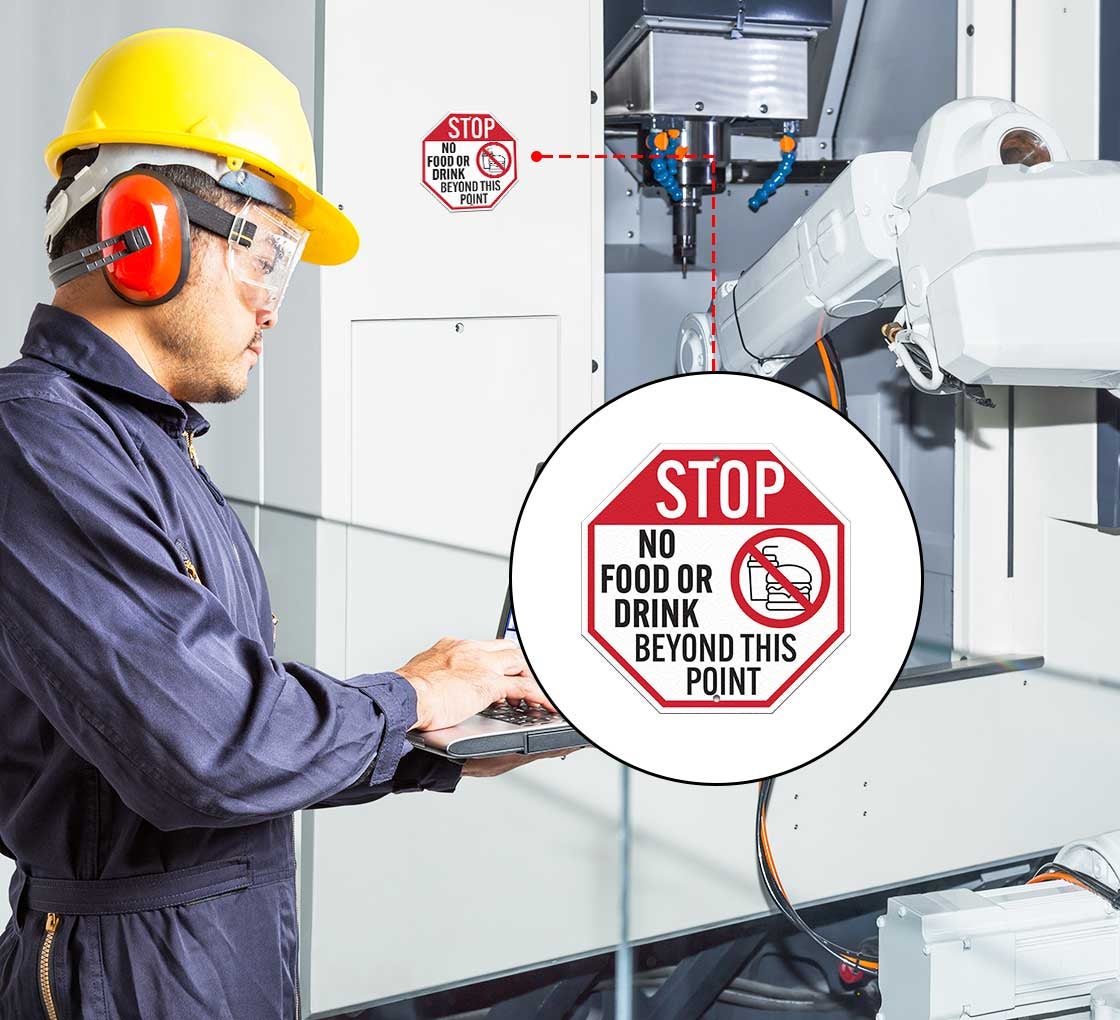 No Food Or Drink Beyond This Point Decal (Non Reflective)