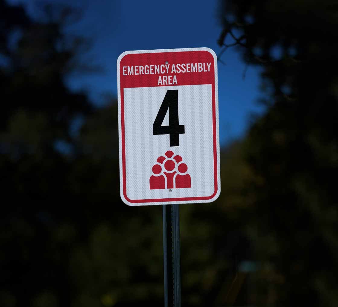 Emergency Assembly Area Aluminum Sign (HIP Reflective)