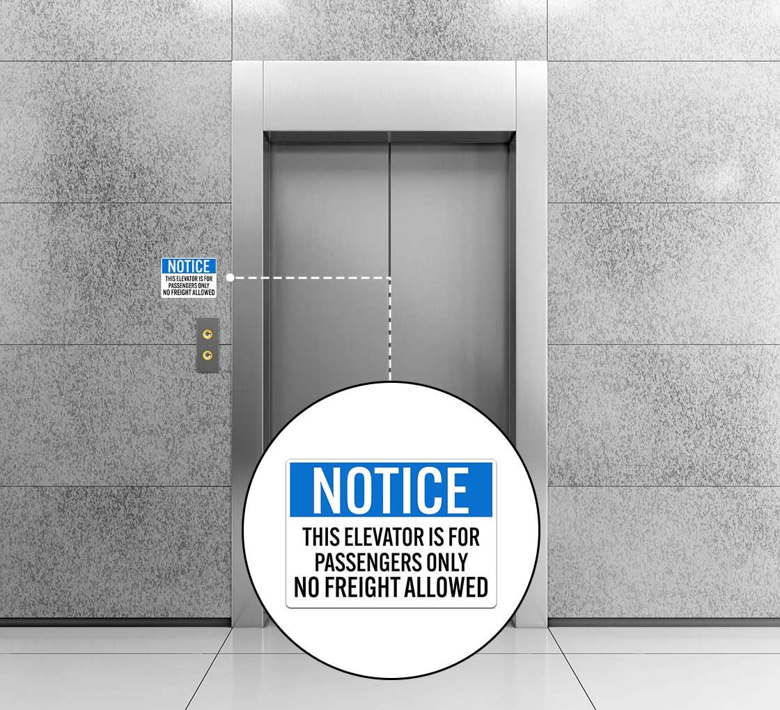 OSHA This Elevator Is For Passengers Only Decal (Non Reflective)