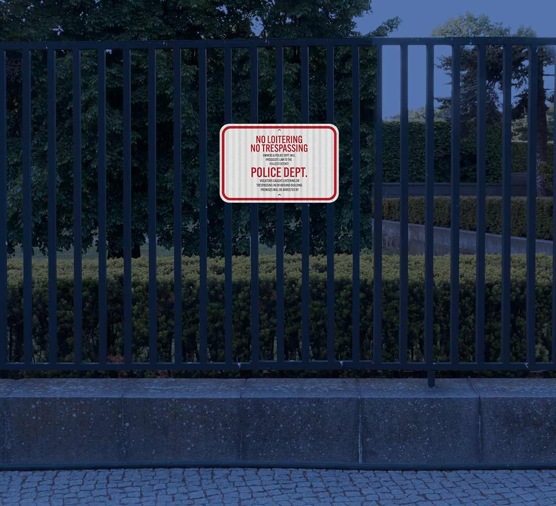 thumbnail image 2 of Police Enforced No Loitering Trespassing Sign – Metal Aluminum Composite 2 of 4