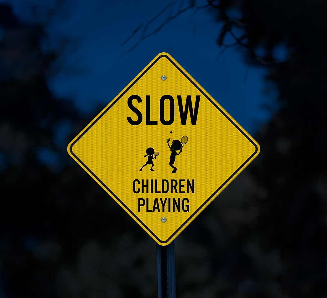 Slow Children Playing Aluminum Sign (HIP Reflective)