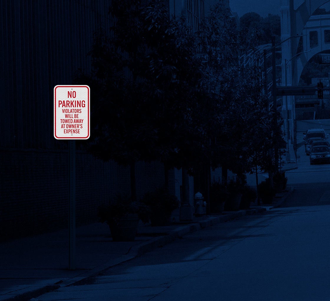Violators Will Be Towed Away Aluminum Sign (Diamond Reflective)