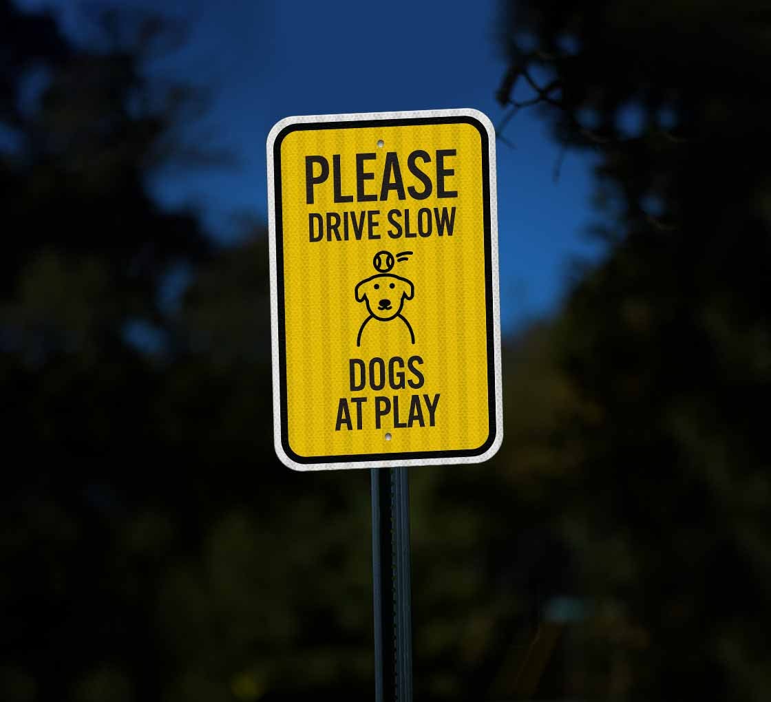 Shop for Please Drive Slow Dogs At Play Aluminum Sign (EGR Reflective ...