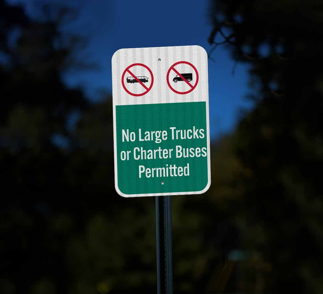 No Large Trucks Aluminum Sign (HIP Reflective)