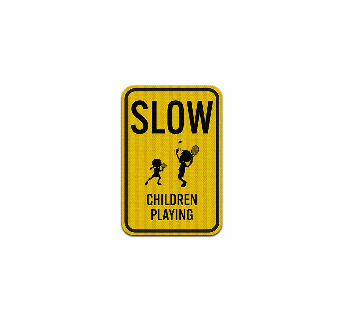 CHILDREN AT PLAY Sign--Alert Sign Aluminum 16" on Diag 12" X 12" on Sides 