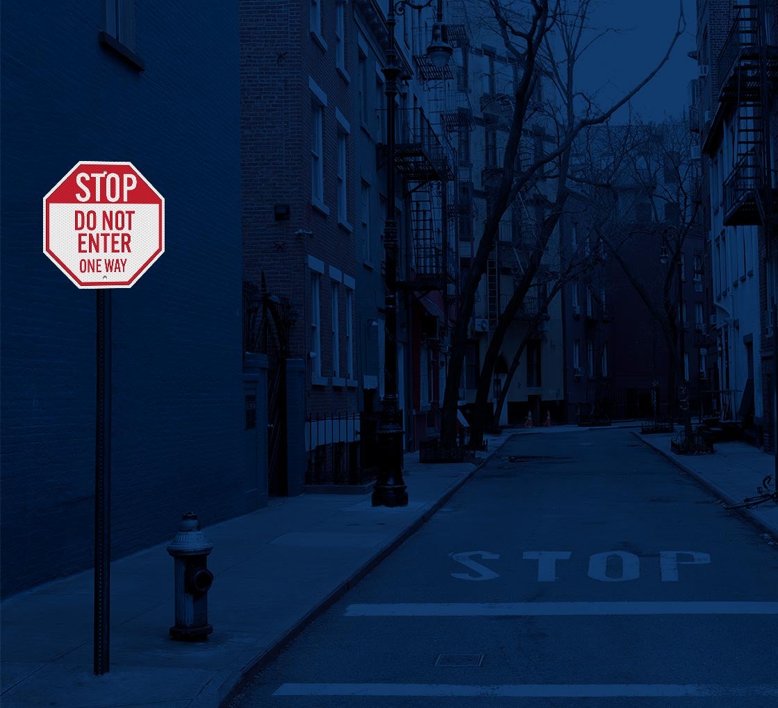 Stop Do Not Enter One Way Aluminum Sign (Diamond Reflective)