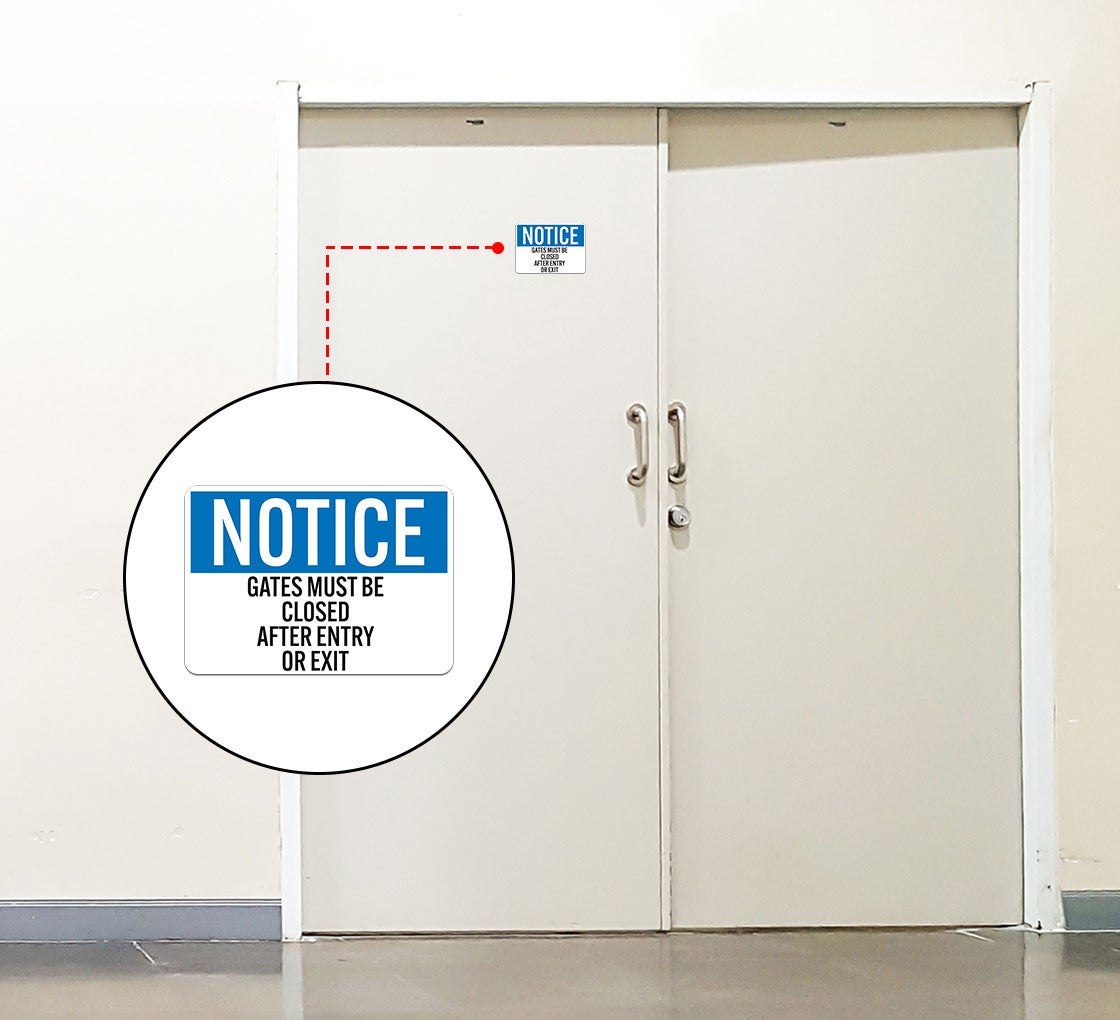 OSHA Gates Must Be Closed After Entry Or Exit Decal (Non Reflective)