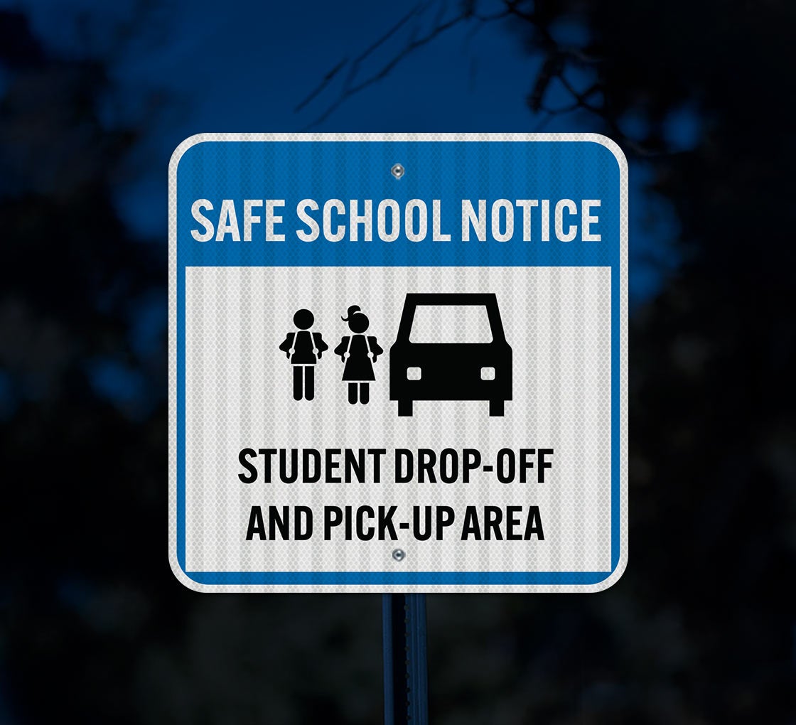 Pick Up & Drop Off Aluminum Sign (EGR Reflective)