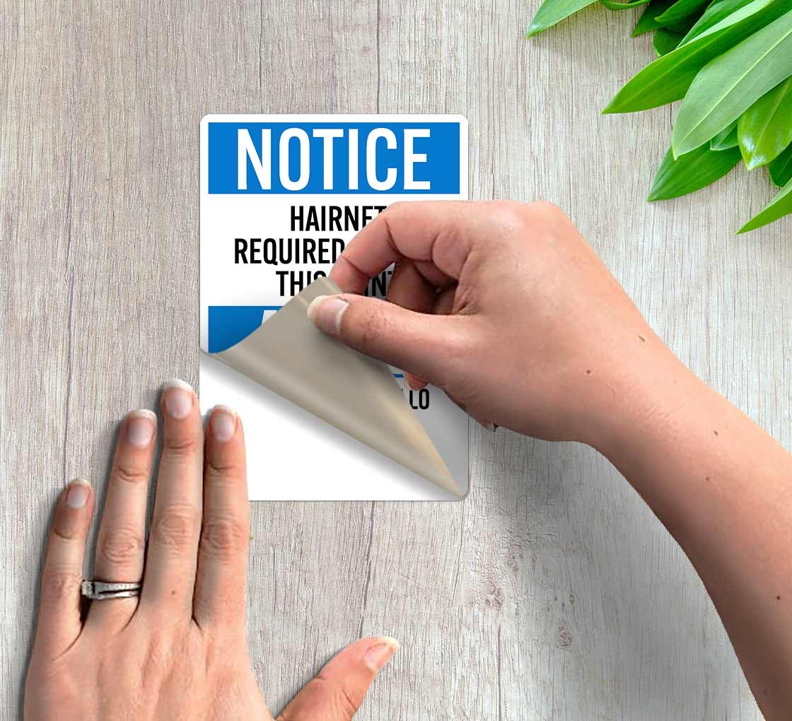 Bilingual OSHA Hairnet Required Decal (Non Reflective)