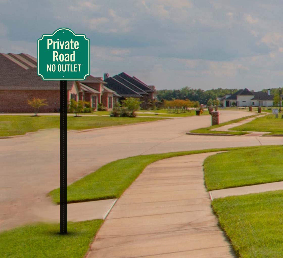 Private Road No Outlet Aluminum Sign (Non Reflective)