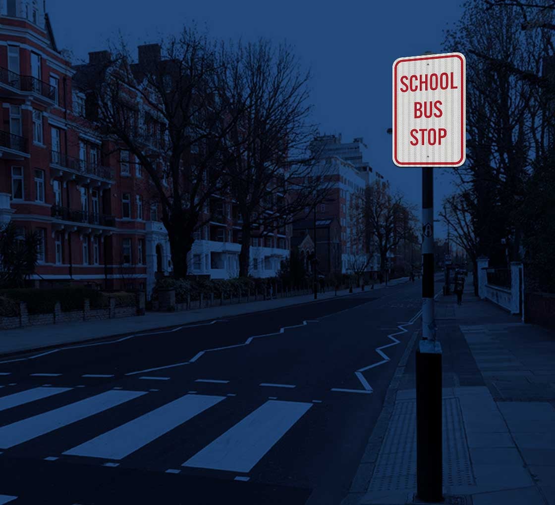 School Bus Stop Aluminum Sign (HIP Reflective)