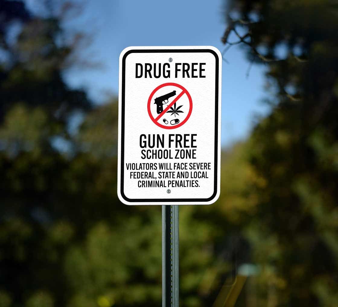 "No Drugs No Alcohol No Weapons" Reflective Sign - 18x24 Inch, Aluminum, Made In USA By Sigo - View #14