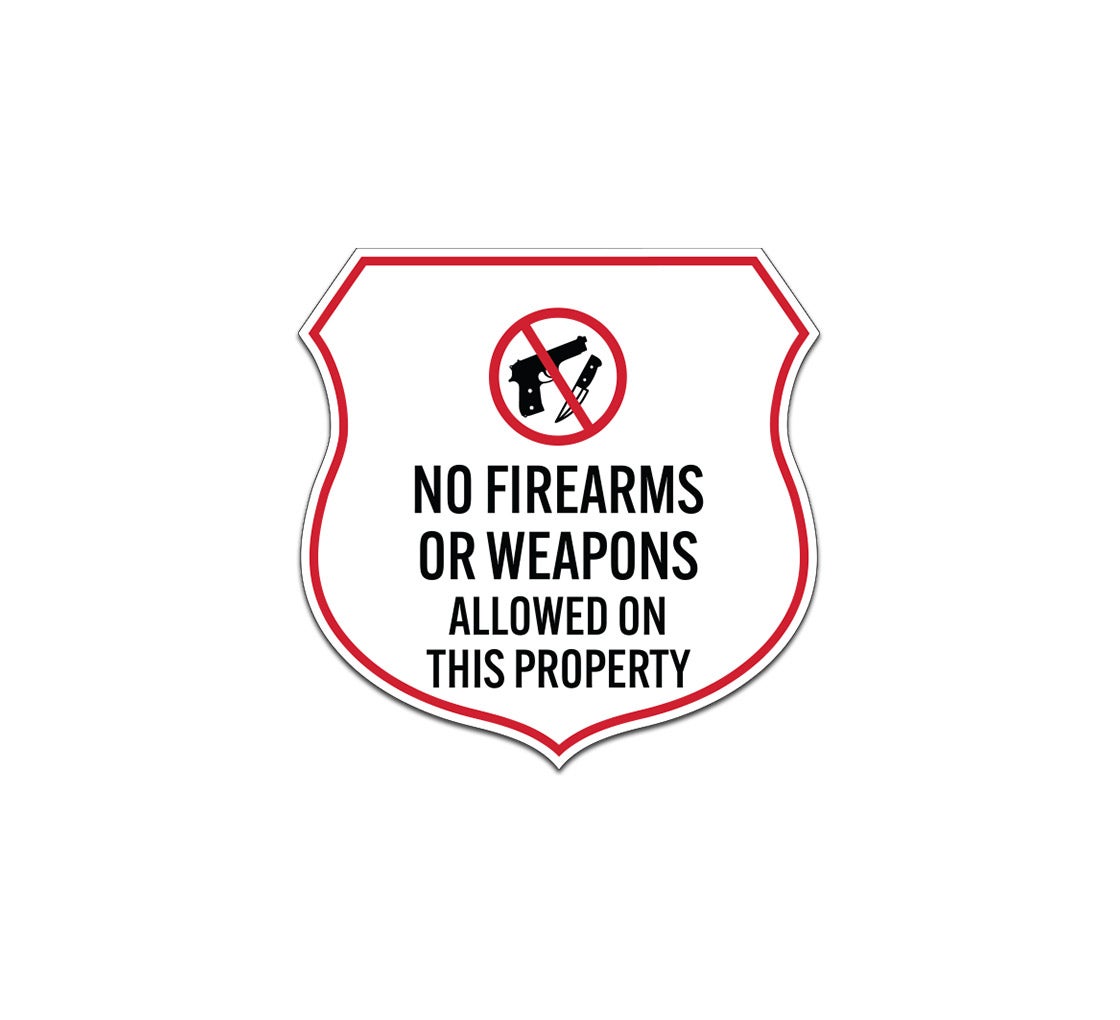 No Firearms Or Weapons Allowed On This Property Aluminum Sign (Non Reflective) for Free Printable No Firearms Allowed Signs
