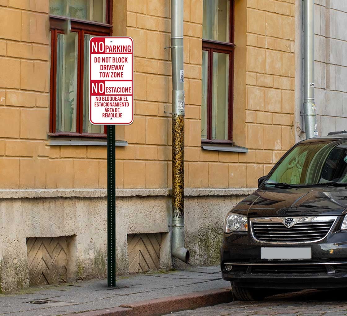 2er-Set No-Parking-Schilder Für Tor & Einfahrt – Reflektierend, Wetterfest, Aluminium