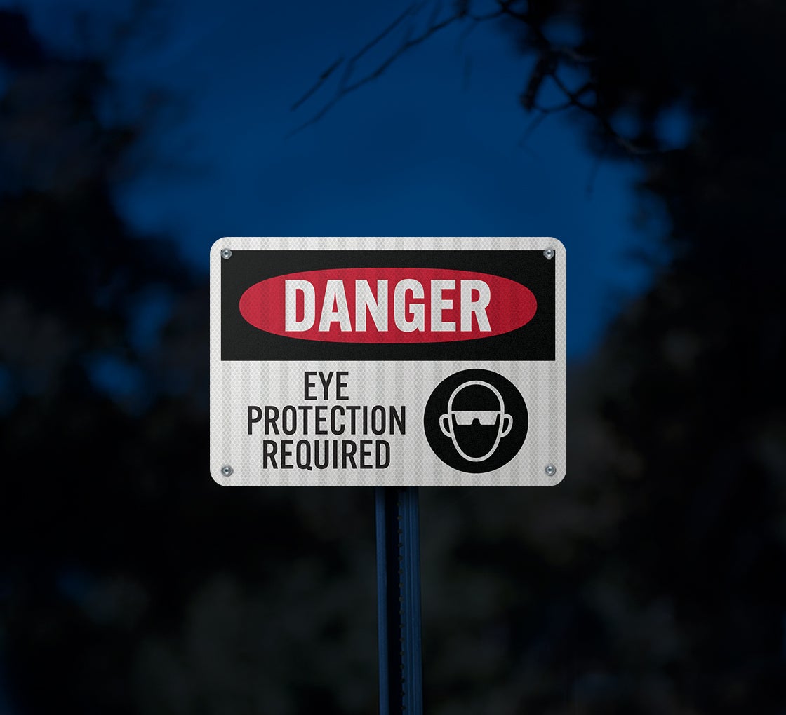 PPE Eye Protection Required Aluminum Sign (EGR Reflective)