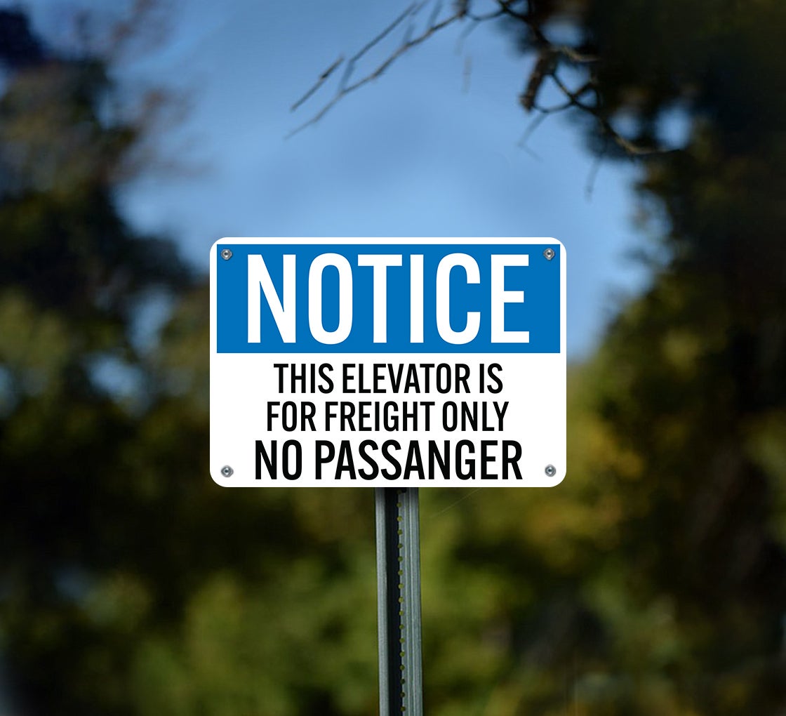 OSHA This Elevator Is For Passengers Only Aluminum Sign (Non Reflective)