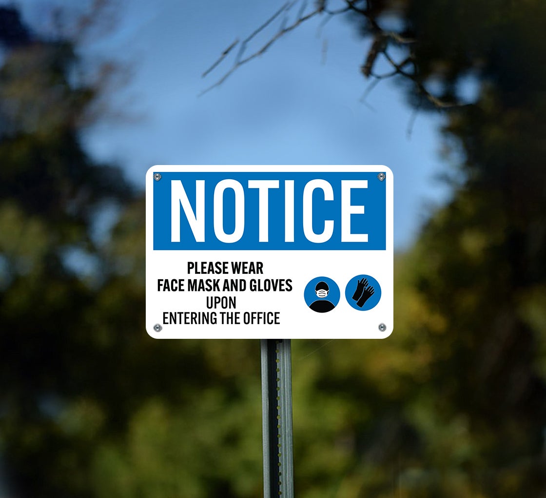 OSHA Please Wear Face Mask & Gloves Aluminum Sign (Non Reflective)